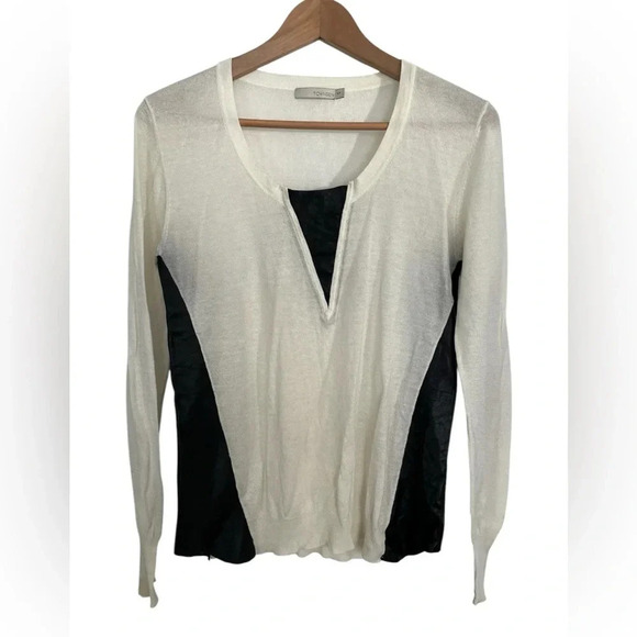 Townsen cream and faux leather light  shirt size small - Picture 1 of 6